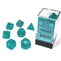 CHX 27585 Borealis Polyhedral Teal/Gold Luminary 7-Die Set