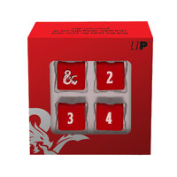 Ultra Pro: UP18397 D&D Heavy Metal D6 Red and White Deluxe Dice Set (4)