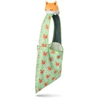 Tee Turtle - Plushie Tote Bag - Light Green Foxes Tote Bag and Orange & White Fox Plushie