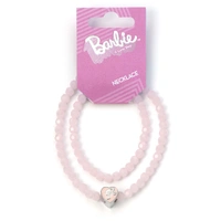 Barbie Necklace with Heart Shaped Silhouette Bead Charm Pink Bead