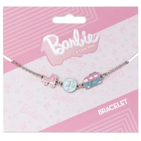 Barbie Charm Bracelet with Three Enamelled Fun Charms (Silhouette, Skate & Camper Van)