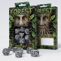 Q Workshop - Forest 3D White & Black Dice Set 7