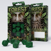 Q Workshop - Forest 3D Green & Black Dice Set 7