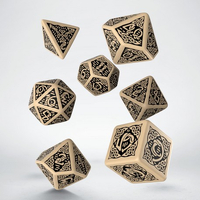 Q Workshop - Celtic 3D Beige & Black Revised Dice Set 7