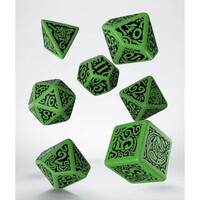 Q Workshop - Celtic 3D Green & Black Revised Dice Set 7