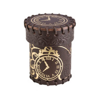 Q Workshop - Steampunk Brown & Golden Leather Dice Cup