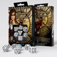 Q Workshop - Steampunk Clockwork White & Black Dice Set 7