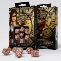 Q Workshop - Steampunk Caramel & White Clockwork Dice Set 7