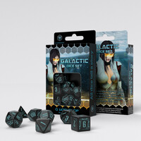 Q Workshop - Galactic Black & Blue Dice Set 7