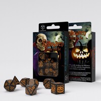 Q Workshop - Halloween Pumpkin Black & Orange Dice Set 7