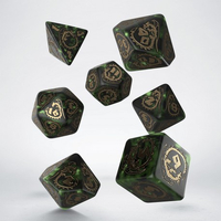 Q Workshop - Dragon Bottle Green & Gold Dice Set 7