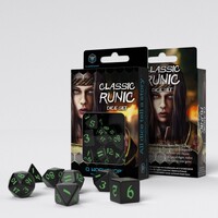 Q Workshop - Runic Black & Green Dice Set 7