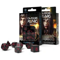 Classic Runic Dice Set - Black and Red (set of 7)