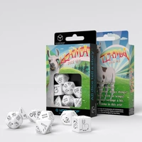 Q Workshop - Llama Bright White And Black Dice Set 7