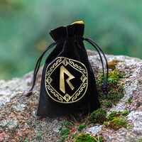 Q Workshop - Runic Black & Golden Velour Dice Bag