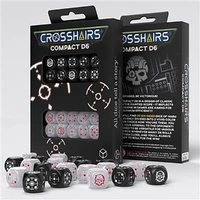 D6 Dice Crosshairs Compact D6 Black and Pearl (20 Dice in Display)