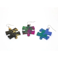 Chessex Earrings Gemini Puzzle Piece Pair (Assorted Dice Colors)