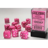 Chessex D6 DiceOpaque 16mm d6 Pink/white Dice Block (12 dice)