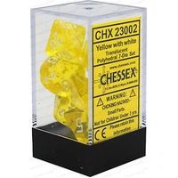 D7-Die Set Dice Translucent Polyhedral Yellow/White (7 Dice in Display)