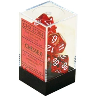 D7-Die Set Dice Translucent Polyhedral Red/White (7 Dice in Display)