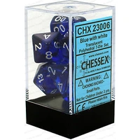 D7-Die Set Dice Translucent Polyhedral Blue/White (7 Dice in Display)