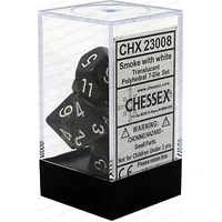 D7-Die Set Dice Translucent Polyhedral Smoke/White (7 Dice in Display)