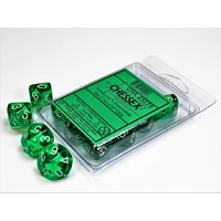 Chessex D10 DiceTranslucent Green/white Set of Ten d10s