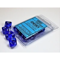 Chessex D10 DiceTranslucent Blue/white Set of Ten d10s