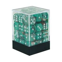 D6 Dice Marble 12mm Oxi-Copper/White (36 Dice in Display)