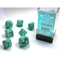 Chessex D7-Die Set Marble Polyhedral Oxi-Copper/white 7-Die set