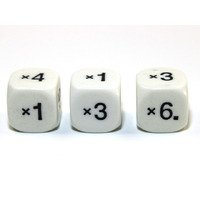 CHX KOP11672 Math Multiplication 16mm d6 White/black - x1 x2 x3 x4 x5 x6