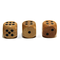 CHX KOP01894 16mm Wood Dice Natural/black