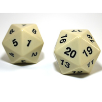 CHX KOP11664 55mm Jumbo d20 Opaque Ivory w/black Countdown die