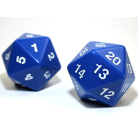 CHX KOP12106 55mm Jumbo d20 Opaque Blue/white countdown die