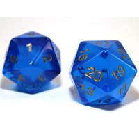 CHX KOP18140 55mm Jumbo d20 Translucent Blue w/gold