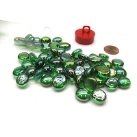 Gaming Stones Crystal Green Iridized Glass Stones (Qty 23-27) in 4" Tube