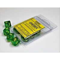 Chessex D10 DiceBorealis Maple Green/yellow Set of Ten d10s