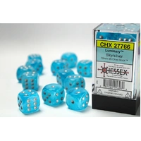 Chessex D6 DiceLuminary 16mm d6 Sky/silver Dice Block (12 dice)