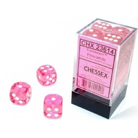 Chessex D6 DiceTranslucent 16mm d6 Pink/white Dice Block (12 dice)