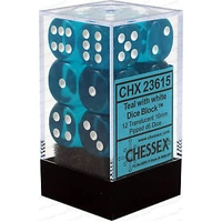 Chessex D6 Translucent 16mm d6 Teal/white Dice Block (12 dice)