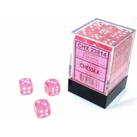 Chessex D6 DiceTranslucent 12mm d6 Pink/white Dice Block (36 dice)