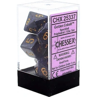 D7-Die Set Dice Speckled Polyhedral Golden Cobalt (7 Dice in Display)