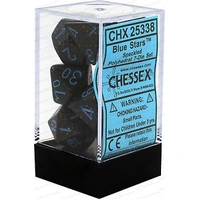 D7-Die Set Dice Speckled Polyhedral Blue Stars (7 Dice in Display)