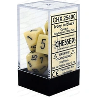 Chessex D7-Die Set  Opaque Polyhedral Ivory/black 7-Die Set