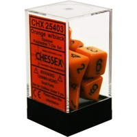 D7-Die Set Dice Opaque Polyhedral Orange/Black (7 Dice in Display)