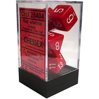 D7-Die Set Dice Opaque Polyhedral Red/White (7 Dice in Display)