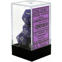 D7-Die Set Dice Opaque Polyhedral Purple/White (7 Dice in Display)