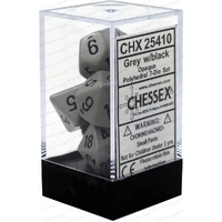 D7-Die Set Dice Opaque Polyhedral Dark Grey/Black (7 Dice in Display)