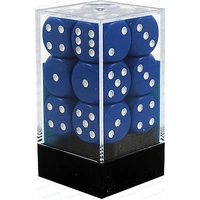 D6 Dice Opaque 16mm Blue/White (12 Dice in Display)