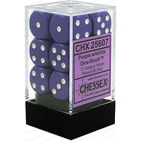 Chessex D6 Opaque 16mm d6 Purple/white Dice Block (12 dice)